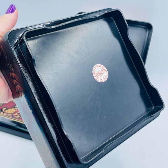 Vintage Asian Oriental Bento Style Jewelry Trinket Storage Box ROC Interpur - Picture 6 of 10